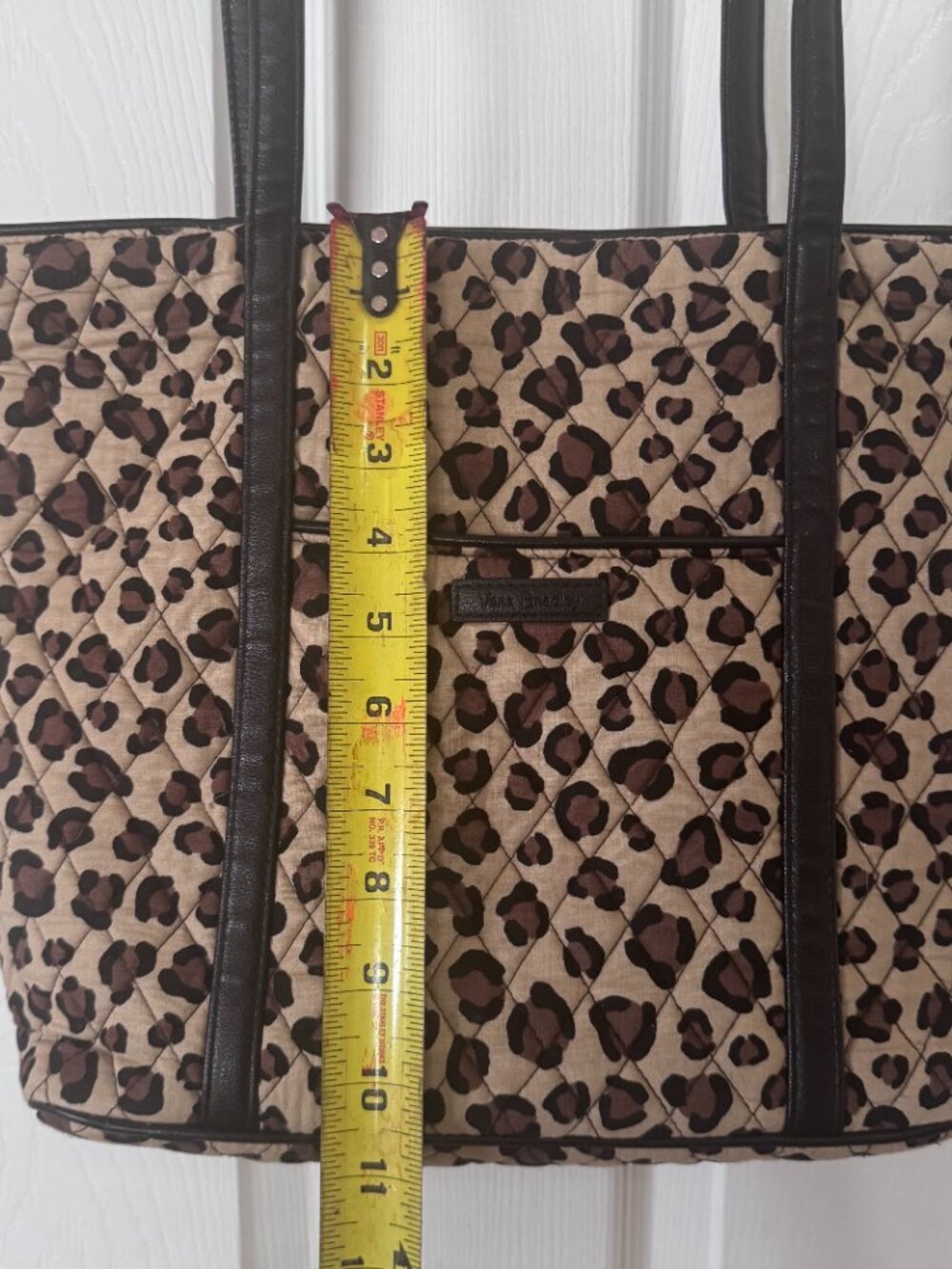 Vera Bradley Leopard Chic Quilted Tote in Black & Brown EUC - Picture 7 of 9